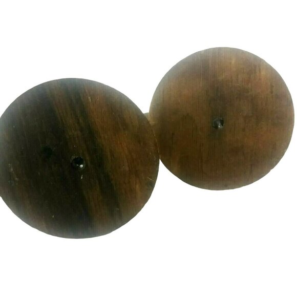 Two Vintage Wooden Handled Chamberstick Candleholders Rustic Granny Chic Charm - Picture 6 of 6